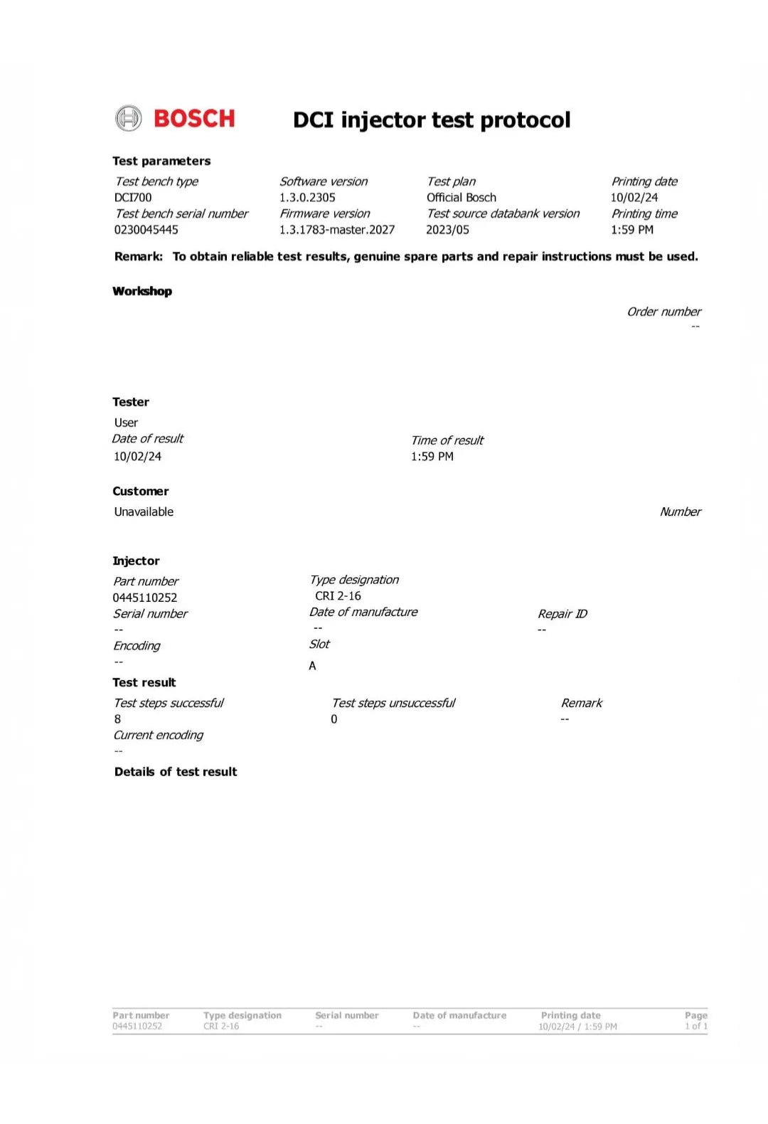 Bosch 0445110252, genuine Bosch injector for Citroën and Peugeot 1.4 HDi engines. Compatible with C2, C3, 206, 207 and Bipper models. High performance diesel injection solution.Professional solution for reliable engine performance!