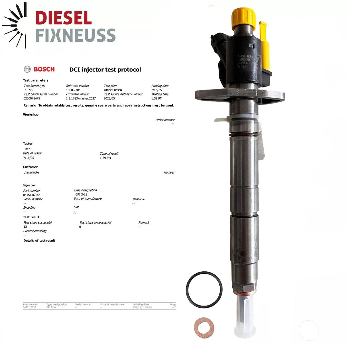 Inyector Range Rover Sport 4.4 TDV8 AH4Q-9K546-BA 0445116037