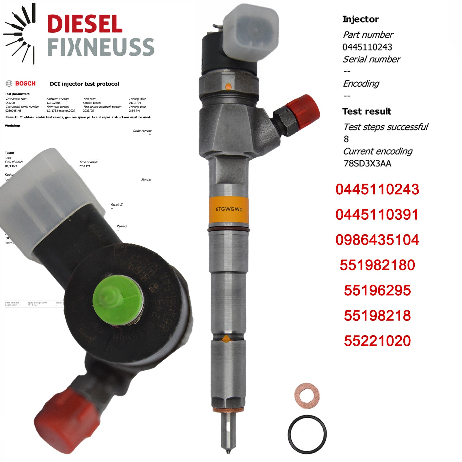 Opel Fiat Alfa Romeo Cadillac Diesel Injector | 1.9D | Bosch 0445110243