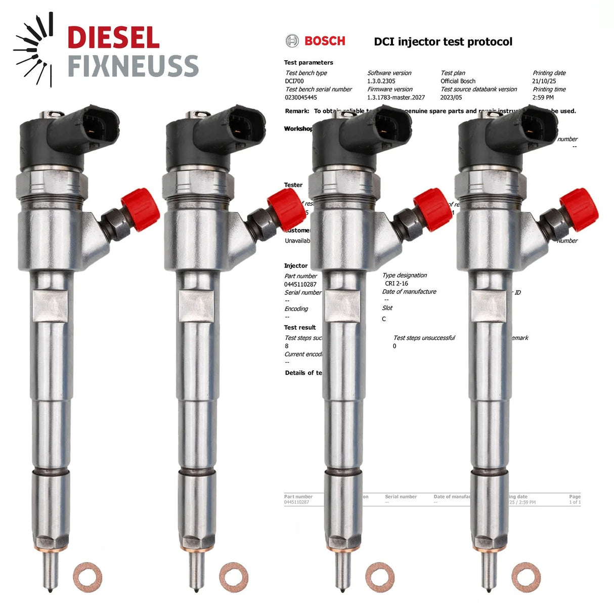 4x Einspritzdüse Injektor 0445110287 0986435277 Für Chrysler Voyager 2.5