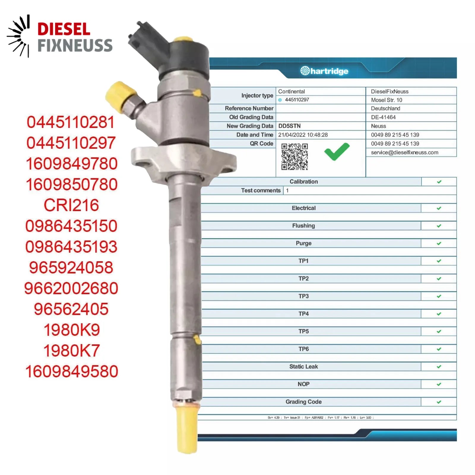 Ford 1.6 TDCi Citroen Peugeot 1.6 HDi-Diesel Einspritzdüse Bosch 0445110297