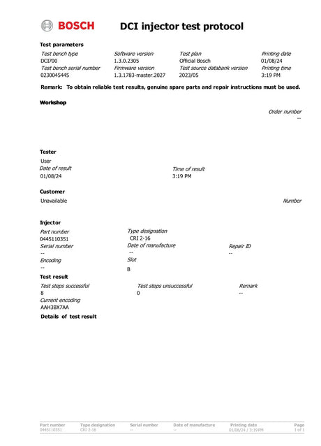 4x Einspritzdüse Injektor 0445110351 Fiat Peugeot Opel 1.3 CDTI Multijet