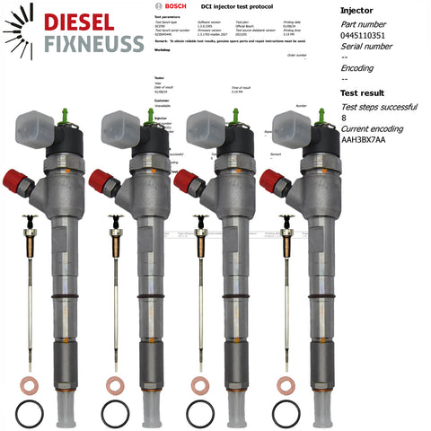 4x Einspritzdüse Injektor 0445110351 Fiat Peugeot Opel 1.3 CDTI Multijet