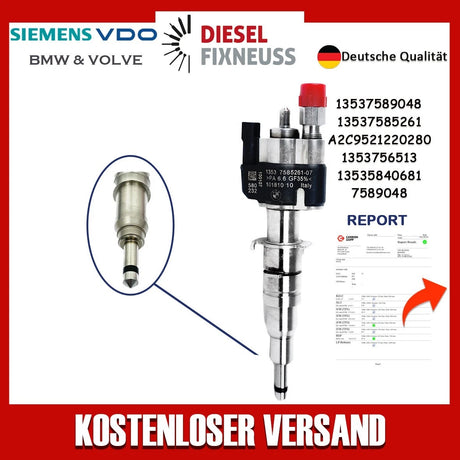 Fuel Injector BMW 1/3/5 Series | Part No: 13537589048/13537585261-07 Benzin | Compatible with N45/N43/N53 Engines | Includes Copper Ring, O-Ring, Test Report