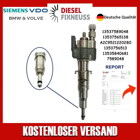 Fuel Injector BMW 1/3/5 Series | Part No: 13537589048-05/13537565138 Benzin | Compatible with N45/N43/N53 Engines | Includes Copper Ring, O-Ring, Test Report