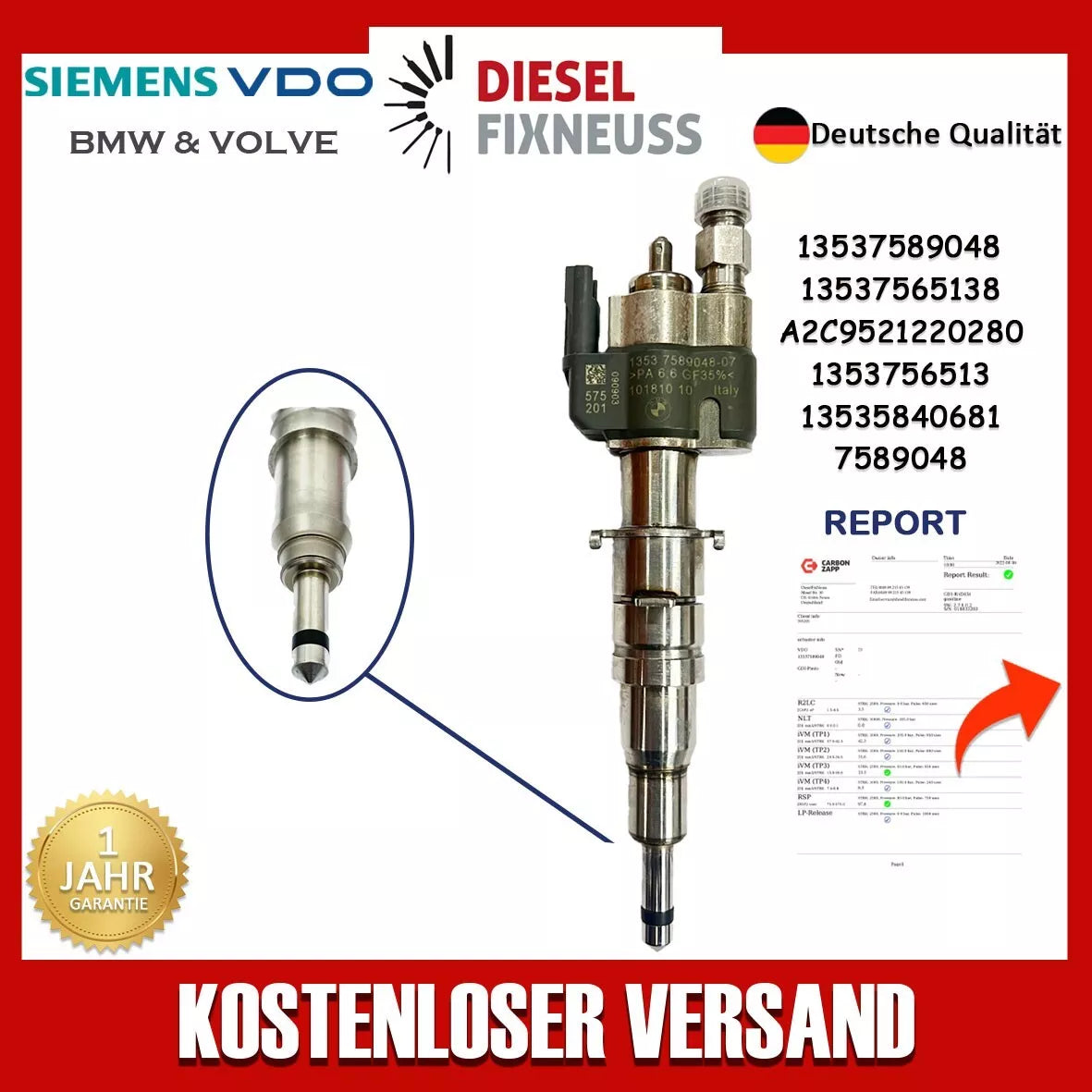 13537589048-07 VDO FUEL INJECTOR BMW CABRIO 13537565137