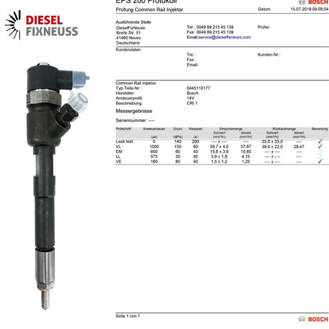 Einspritzdüse Mercedes 0445110177 0986435111 A6480700487 A6480700287