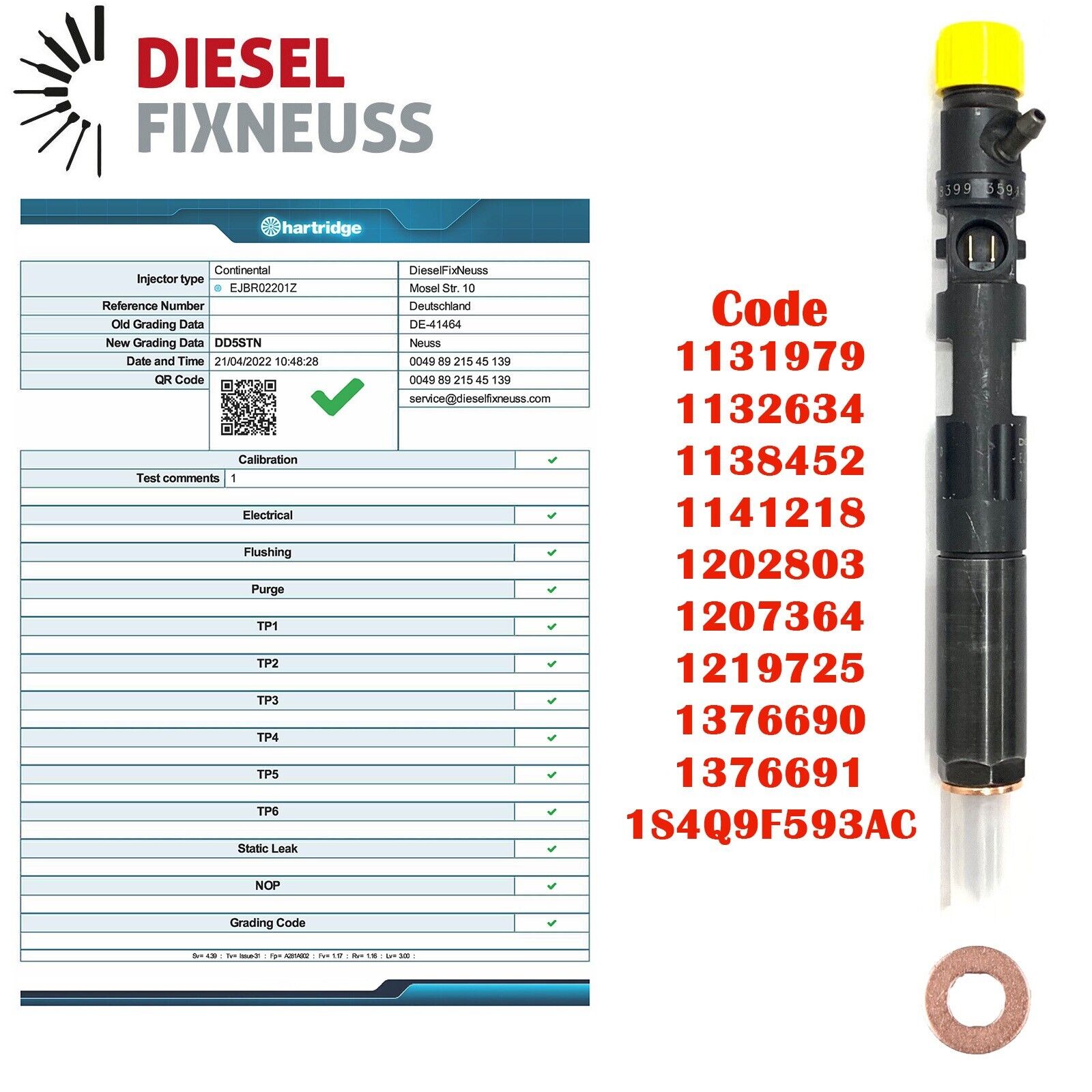 Einspritzdüse Injektor DELPHI Ford 1,8TDCI EJBR01601Z EJBR02201Z 1S4Q-9F593-AF 