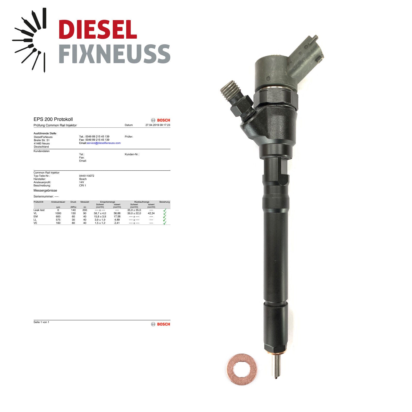 4x Einspritzdüse Bosch CRDI Diesel Injector 33800-27000 0445110064 0986435147