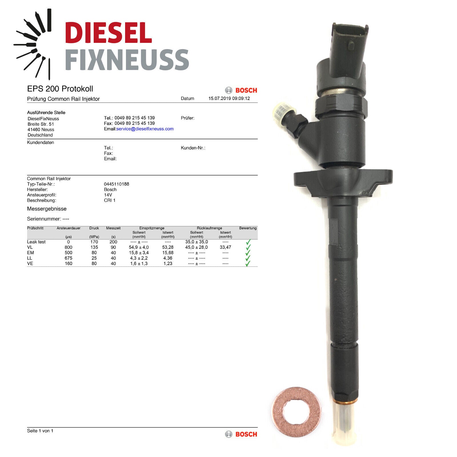 Einspritzdüse VOLVO CITROEN PEUGEOT MAZDA FORD 1.6 TDCI HDI INJECTOR 0445110188