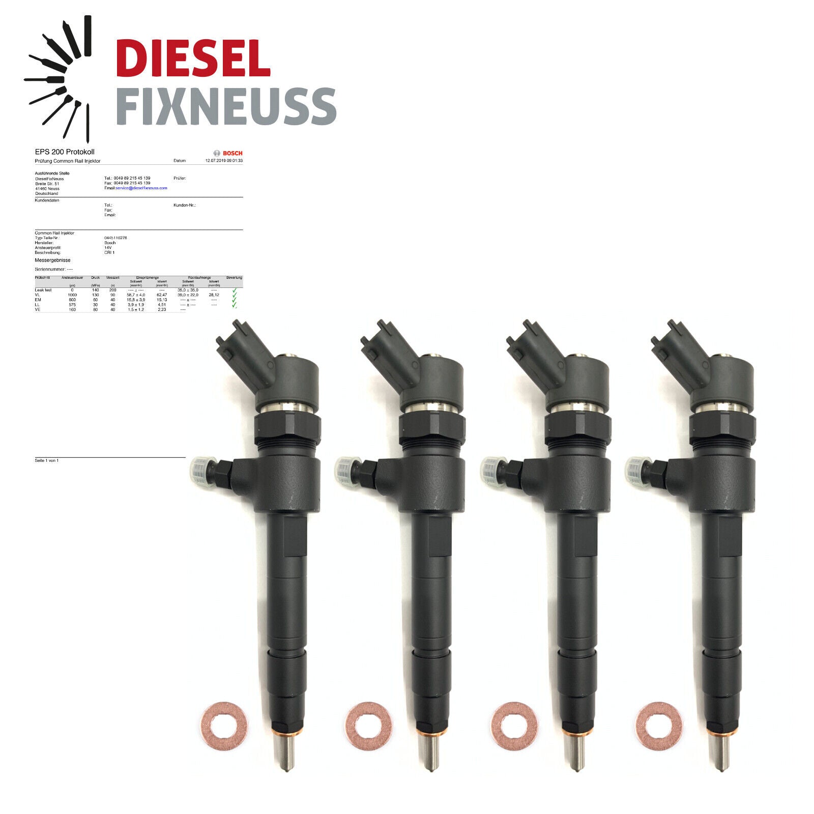 4x Einspritzdüse Injektor Alfa Romeo Fiat Opel 1,9 CDTI 0445110276 55200259