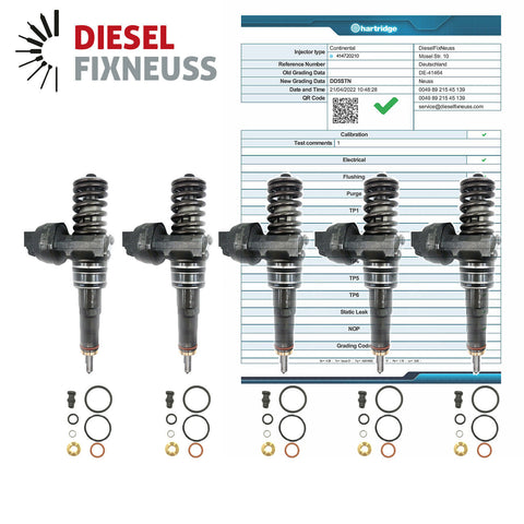 5xPumpedüse Injektor VW Touareg T5 Bus 2.5 TDI 128kW 174PS 07Z130073F 0414720210