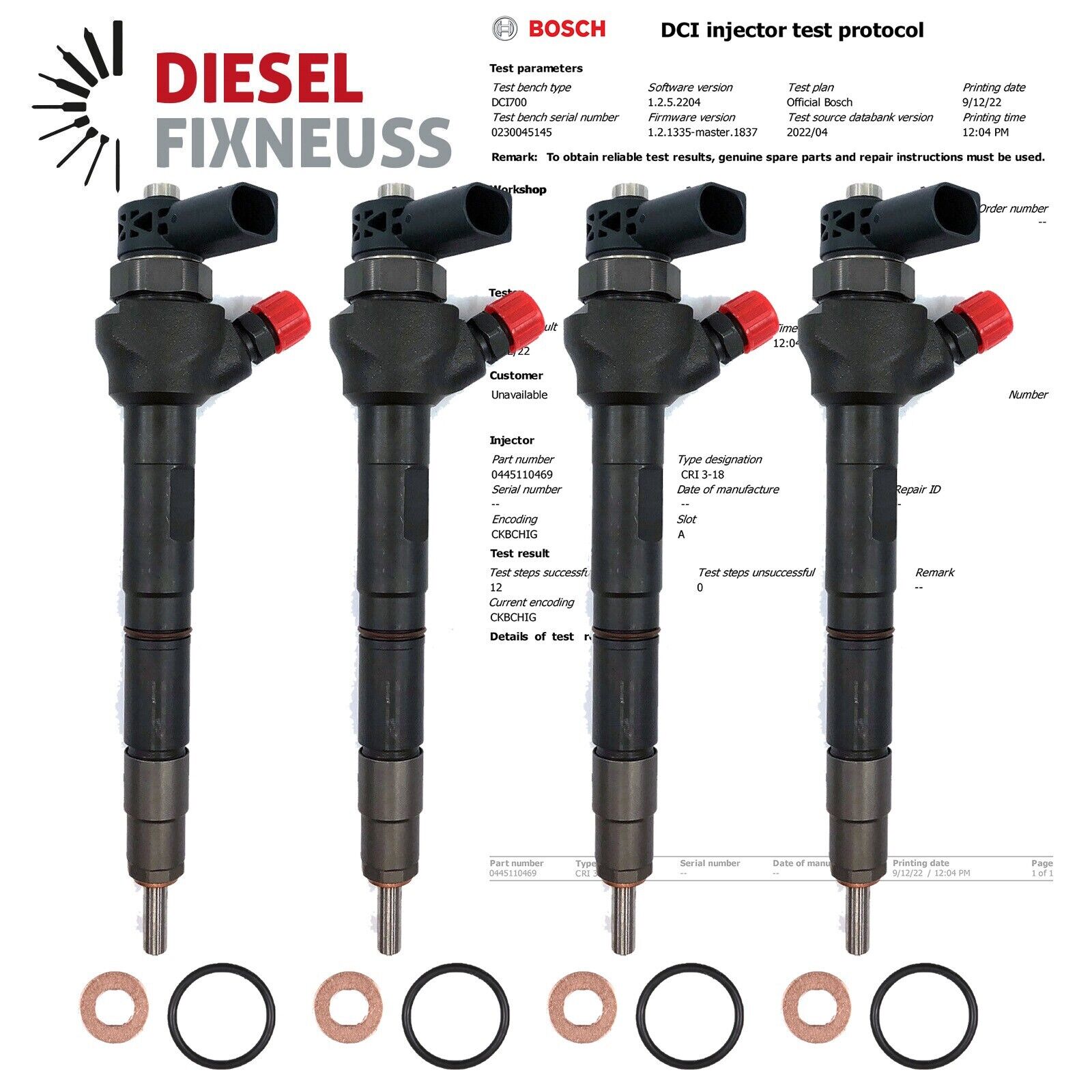 4x EINSPRITZDÜSE Injektor Audi Vw Seat Skoda 2.0TDI 04L130277AC 0445110469