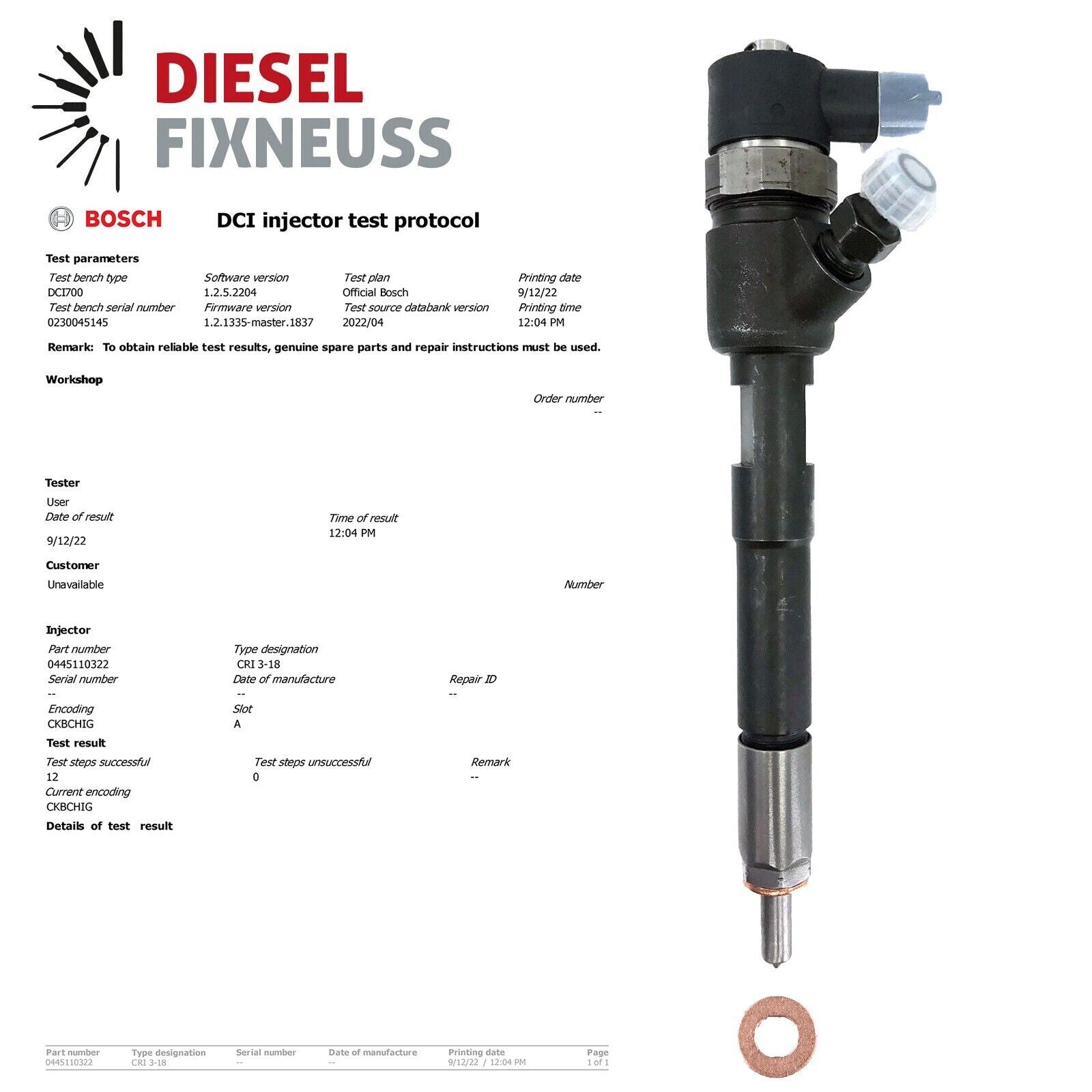 4x EINSPRITZDÜSE Injector Bosch 0445110322 Lancia 55214192 1.3 Multijet 55209803