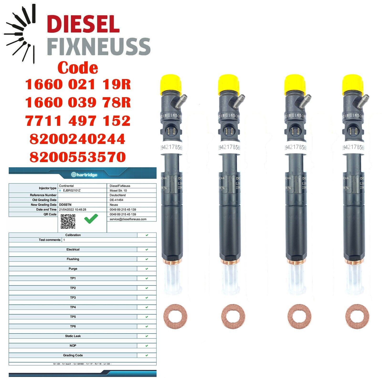 4x Einspritzdüse Injektor RENAULT CLIO MEGANE SCENIC KANGOO 1.5 DCi EJBR02101Z