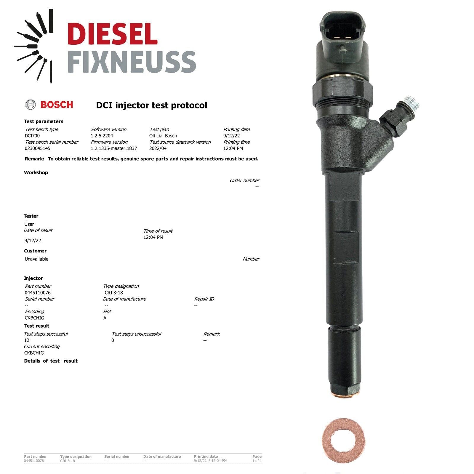 4x Injektor Einspritzdüse BOSCH Peugeot CITROEN 2.0 HDI DIESEL 0445110076