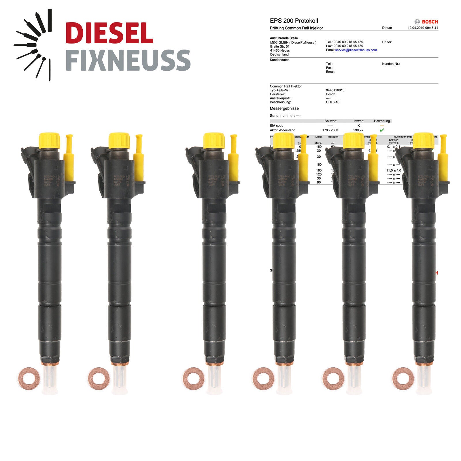 6x Einspritzdüse JAGUAR XF XJ R.ROVER 3.0 TD V6 BOSCH DIESEL INJECTOR 0445116013