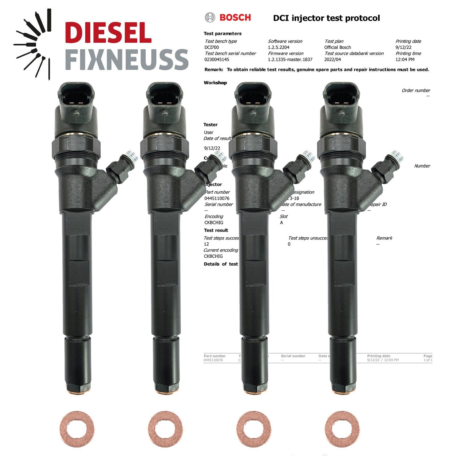 4x Bosch Einspritzdüse 0445110076 Injektor Citroen Fiat Peugeot 2.0 HDi 2.2 HDi