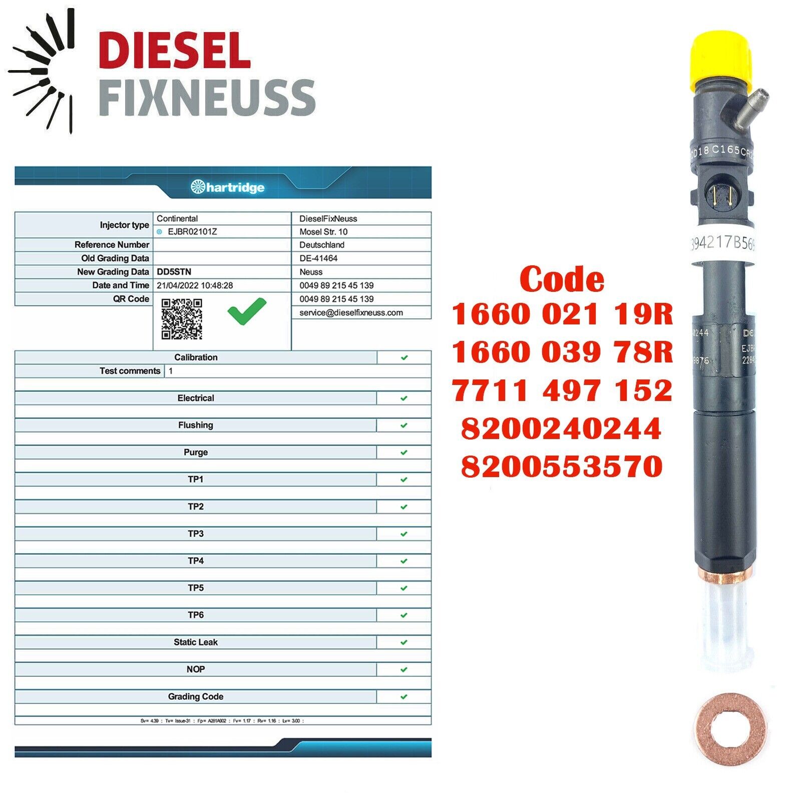 4x Injecteur Renault Kangoo Clio 1,5 DCI EJBR01701Z EJBR02101Z Delphi