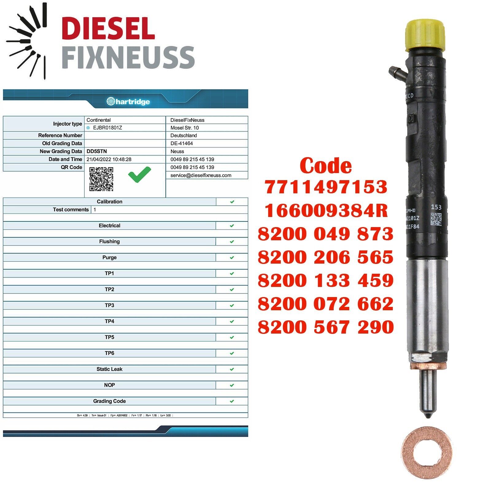 4x Injecteur Renault Kangoo 1,5 DCI EJBR01801A EJBR01801Z Delphi EJBR04001D