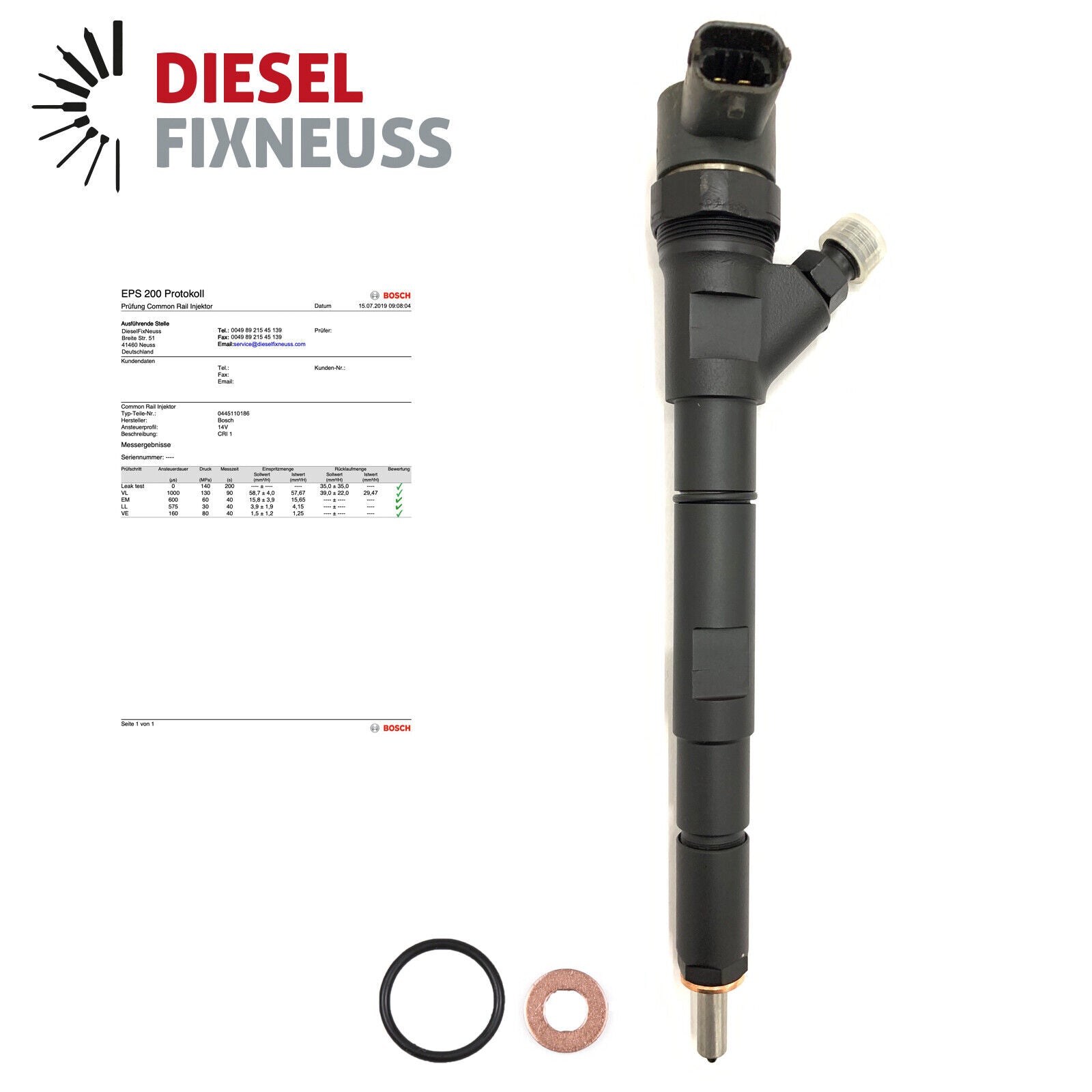 4 x Einspritzdüse 0445110092 Injektor Injector Injecteur Kia Sorento 2,5 CRDi