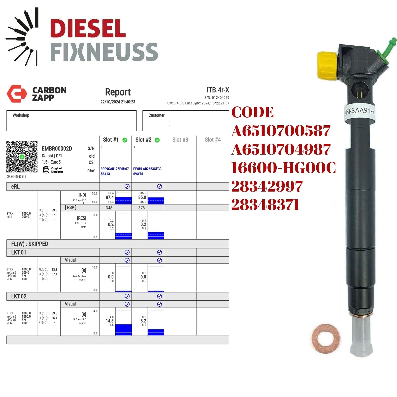 Injektor A6510700587 A6510704987 EMBR00002D Delphi C-E-Sprinter OM651