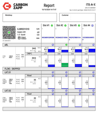 Diesel EJBR03101D Delphi Injector Report on Carbon Zapp Test Machine