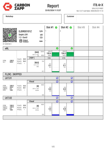 Diesel EJDR00101Z Delphi Injector Report on Carbon Zapp Test Machine