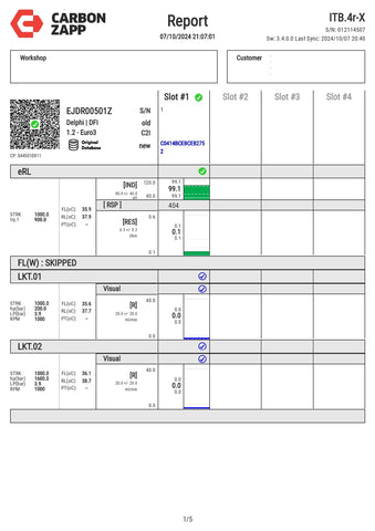 Diesel EJDR00501Z Delphi Injector Report on Carbon Zapp Test Machine