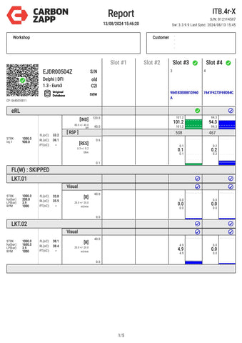 Diesel EJDR00504Z Delphi Injector Report on Carbon Zapp Test Machine