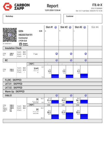 Diesel H8200704191 Vdo/Siemens Injector Report on Carbon Zapp Test Machine