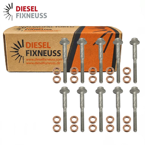 10x Injector Bolt WHT003187 & Copper Washer 13x7.7x2.5mm (1.6 TDI)